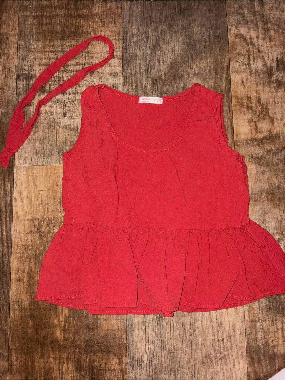 ROMWE Peplum Linen Top with Bow Size Small